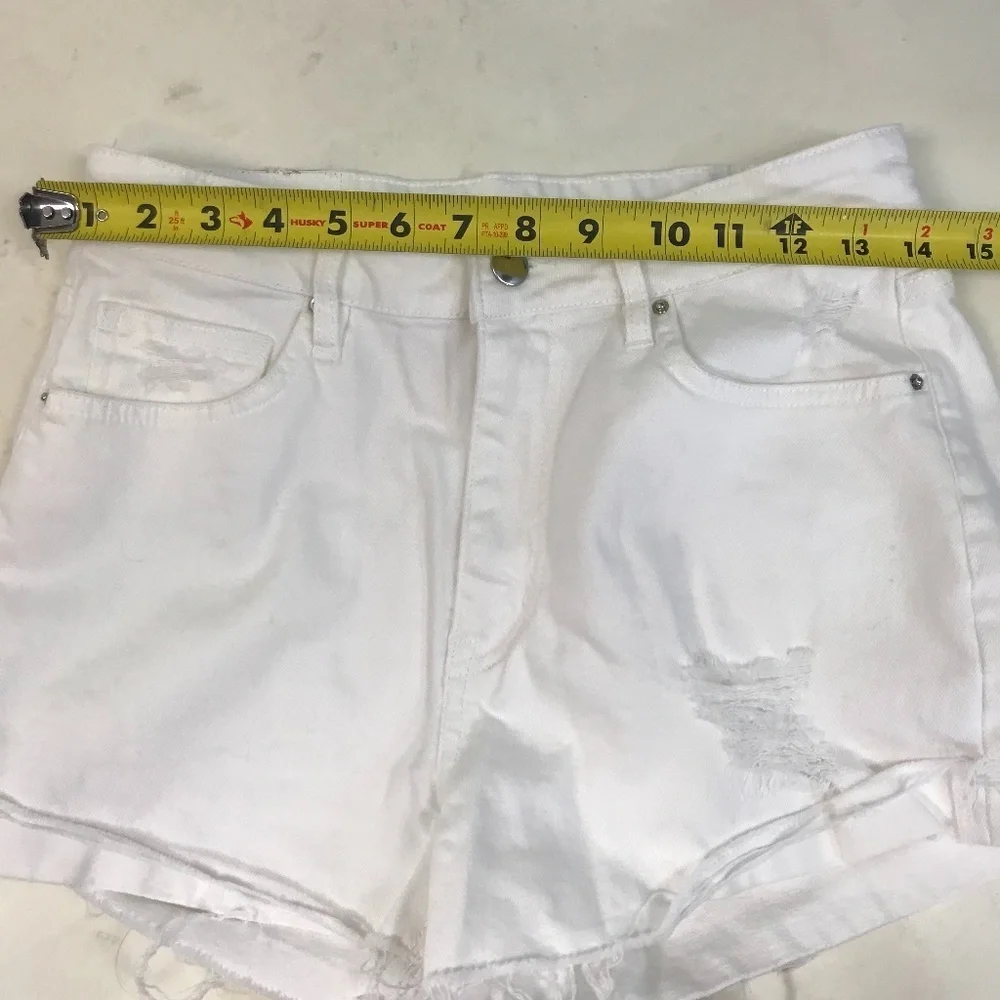 High Rise White denim raw edge cutoff shorts size6